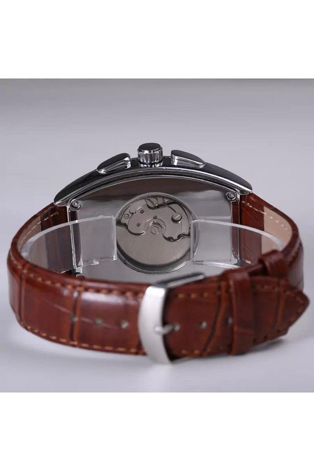 Sewor Watch Otomatik Mekanizma Kahverengi Deri Kordon Kol Saati - 5