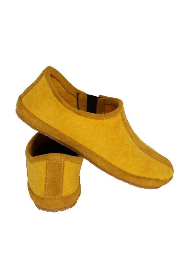 Merino Yün Sarı Çocuk Keçe Ayakkabı - 1