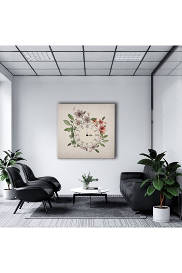 Çiçekli Vav Saatli Tablo - 5