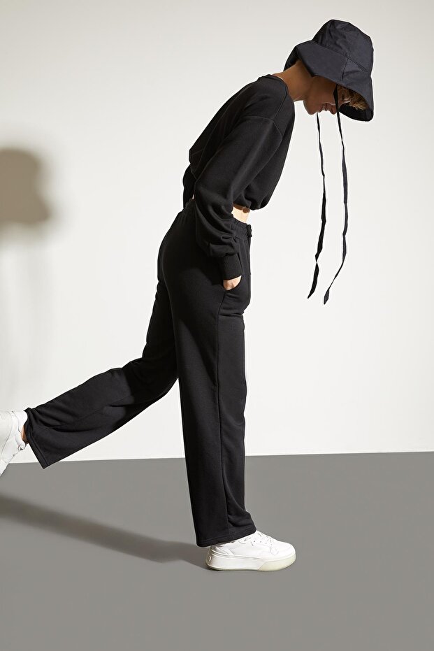 Geniş Paça Relax Fit Palazzo Eşofman Altı - 1