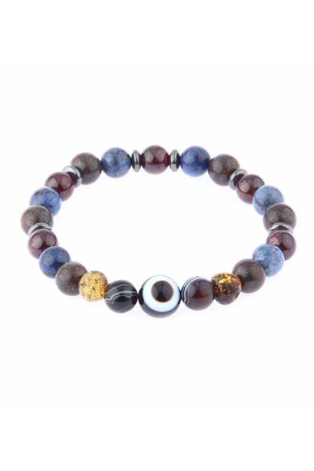 Certified Natural Stone Bracelet - Amber,lal Stone,dumortieritis,eye Agate,bronzeitis