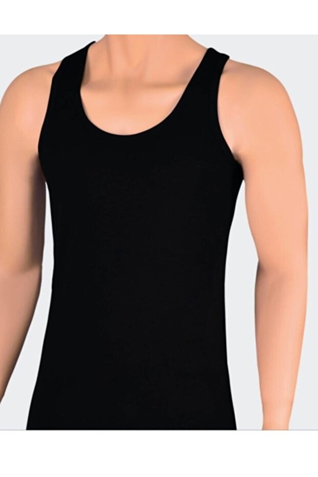 Men's Classic Strappy Camisole Ribbed Undershirt Black Single Pack