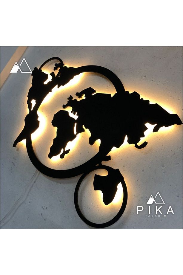 Led Işıklı Dekoratif World Map Tablo - 3