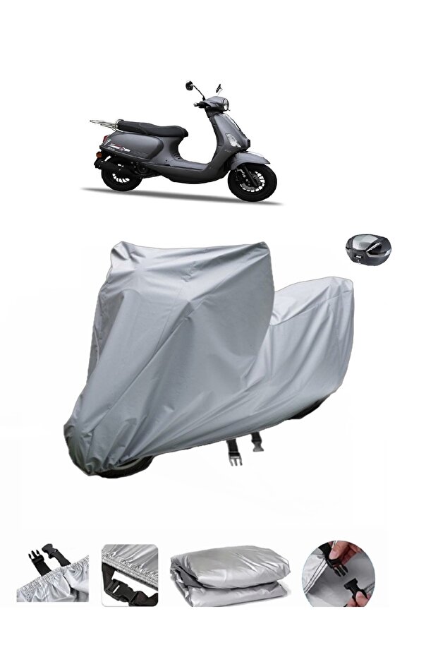 Ultra thick motorcycle cover compatible with Stmax Bravo 50 rear Bag .