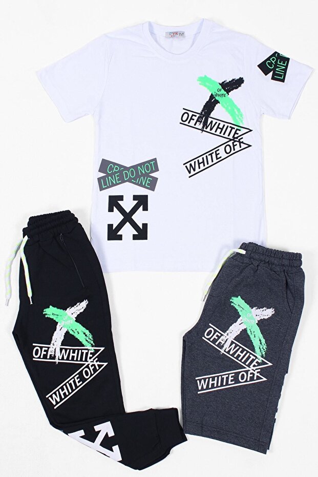 3-Piece Combination, Printed, Boys' Collection T-Shirt, Capri, Sweatpants