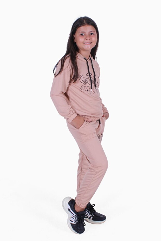 PRINTED-HOODED GIRL TRACKSUIT