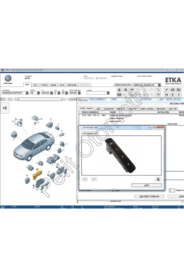Yeti Koltuk Ayar (HAFIZA) Butonu Tuşu 1z0959769a - 2