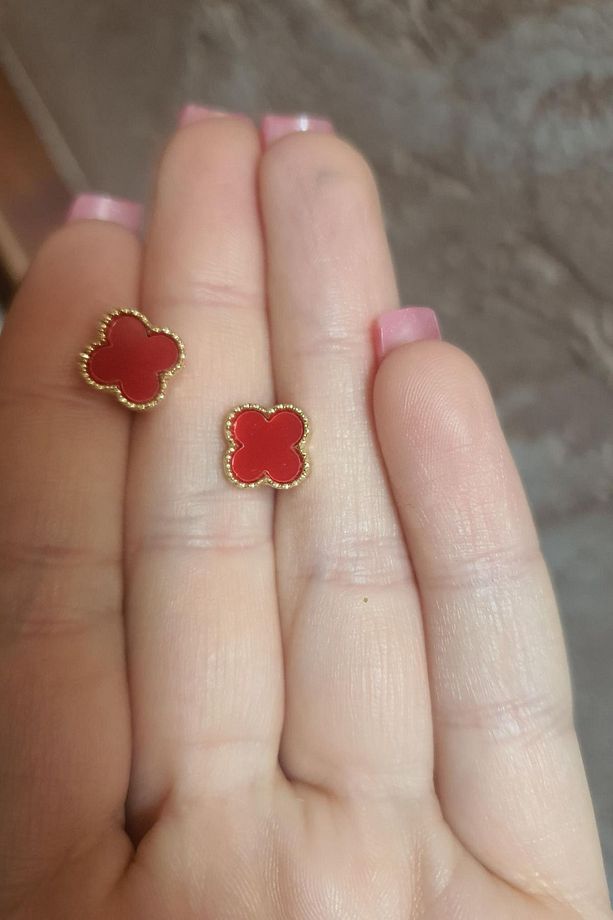 K57 4yapraklı Yonca Küpe | Net Kırmızı Mizaç Küçük Ve Basit Tüm Maç Moda  Küpe Kadın Küpe - 6