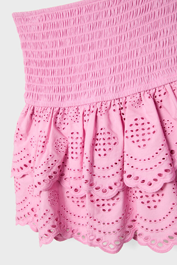 Embroidered Strapless Blouse - 7
