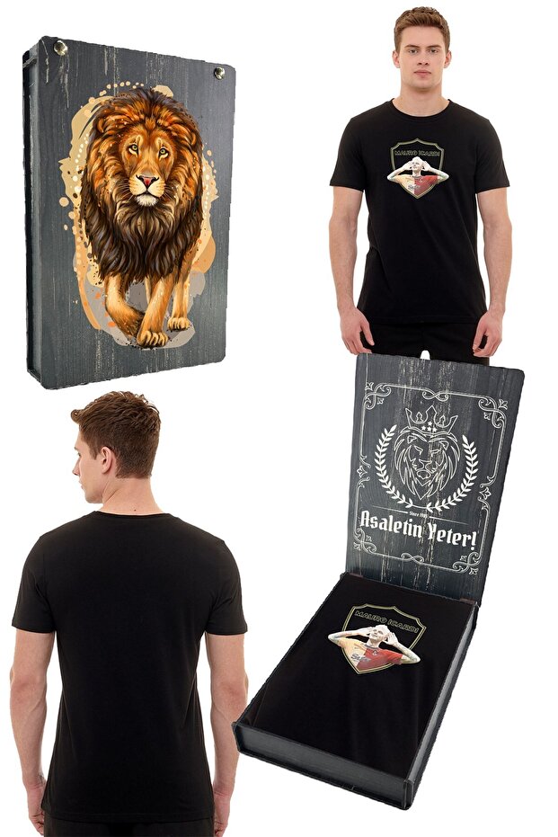 Original Licensed Crew Neck Black Gs İcardi T-Shirt Gs Lion Printed Boxed