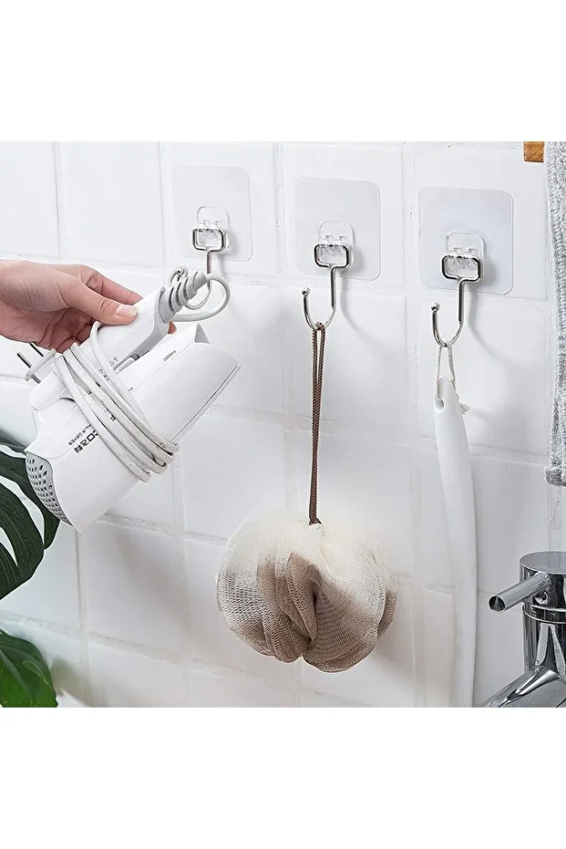 Banyo Için Güçlü Yapışkan Kancalar,yapışkanlı Askılar ,mutfak,ev Ofis Için Duvar Askıları 2 Adet - 1