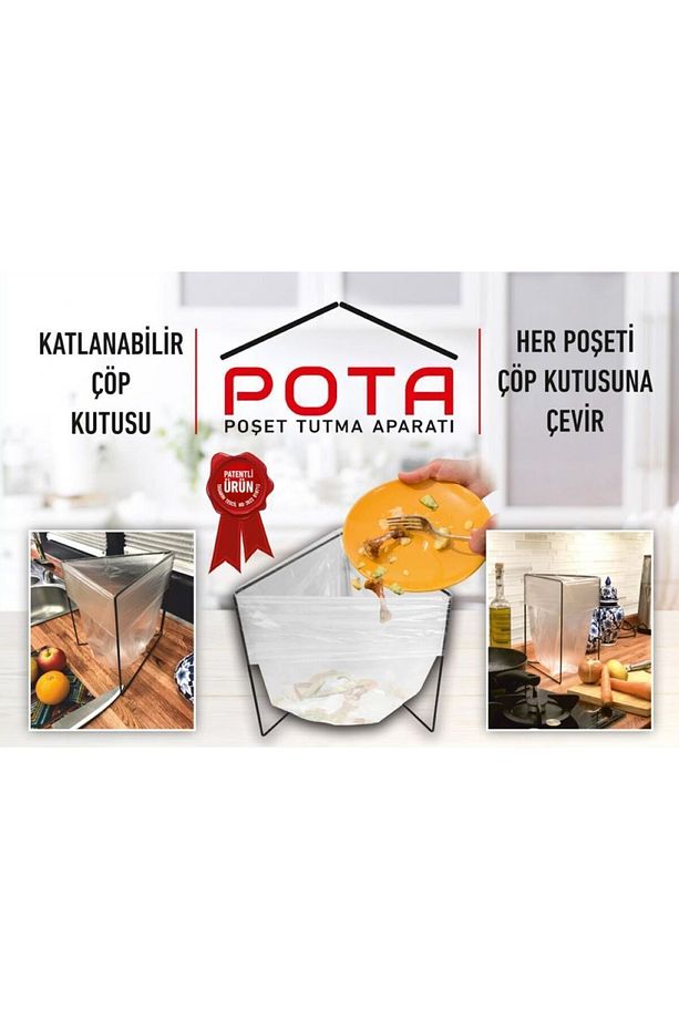 Katlanır Çöp Kovası Her Poşete Uygun Mutfak Banyo Tezgah Üstü Çöp Poşet Teli Kamp Piknik Çöp Kutusu - 7