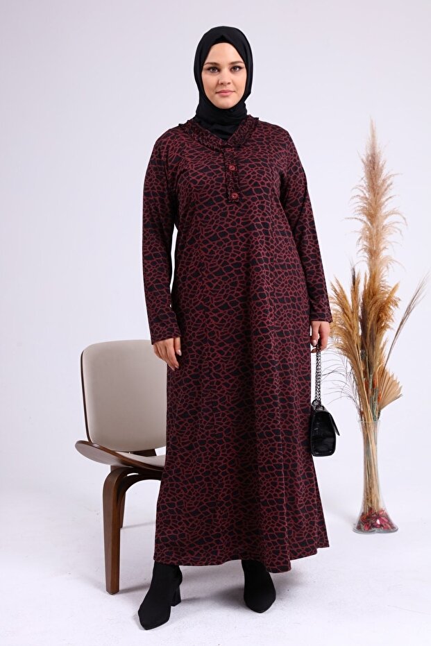 Large Size Kiyafet Mother Dress is Hijab Large Size Claret Red