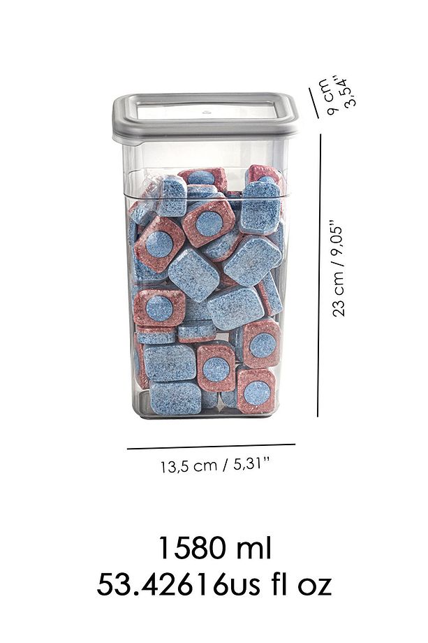 6'lı Etiketli Deterjan Saklama Kabı Seti - Hava Geçirmez Kapaklı Saklama Kutusu - 6 x 1580 ml - 6