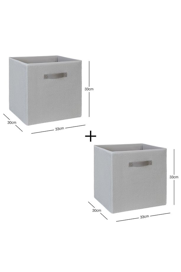 2 Adet Gri Jüt Dolap Içi Çamaşır Oyuncak Düzenleyici Katlanır Saklama Kutusu Organizer 33x30x33 - 7