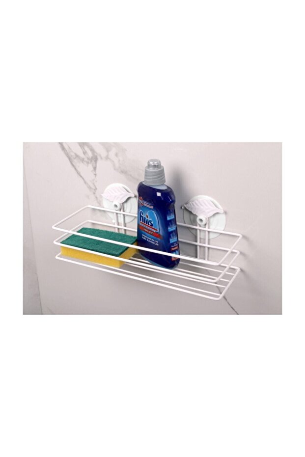 Home Vacuum Bathroom Shelf Shampoo Holder with Strong Suction Cups Silicone Coating Long Lasting Water Resistant