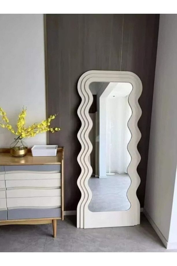 200 cm Dalga Desenli Dekoratif Duvar Boy Aynası - 1