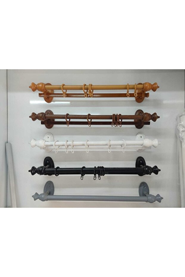 Meşe Raysız Ahşap Rustik Perde Askısı 100 Cm - 1