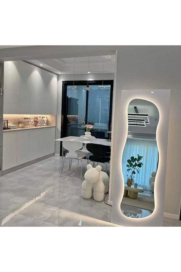 150 cm Ledli Dalgalı Dekoratif Duvar Boy Aynası - 3