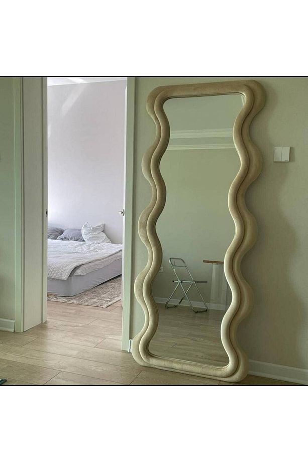 90 cm Dalga Desenli Dekoratif Duvar Boy Aynası - 3