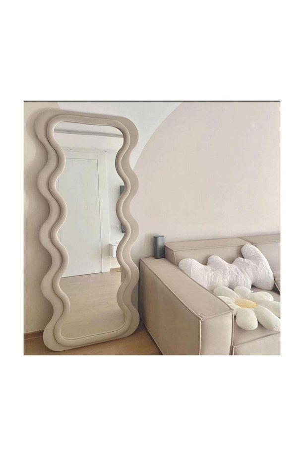 90 cm Dalga Desenli Dekoratif Duvar Boy Aynası - 1