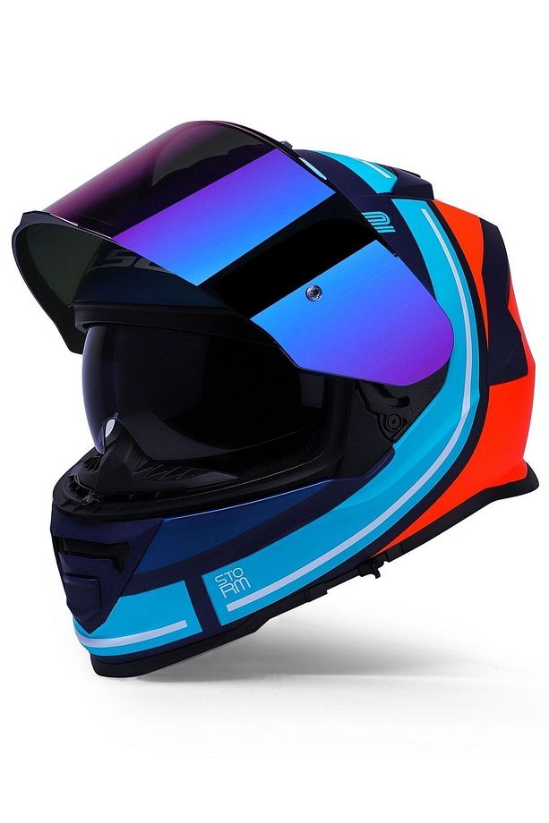 Storm 2 Slant Mat Mavi Turuncu Kask - 3