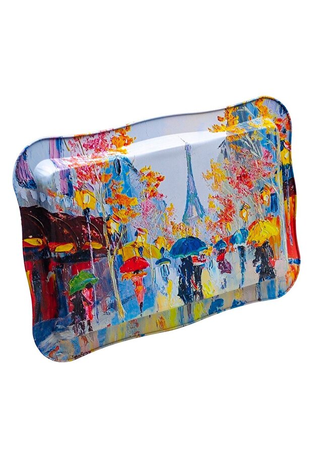 Ef165-q2 Rain Paris Patterned Rectangular Tray 24x36 Cm - 6