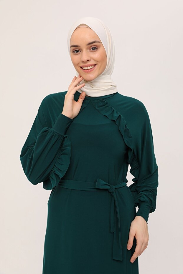 فستان ساندي بحزام كتف مكشكش 23220