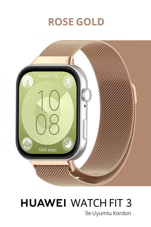 Huawei Watch Fit 3 - Fit 4 Kordon Çelik Paslanmaz Hasır Örgü Manyetik Mıknatıslı Kordon - 1