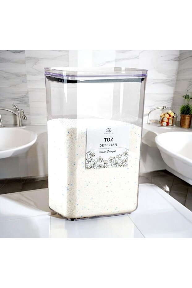 Dekoratif Dikdörtgen Deterjan Kutusu Kavanozu Deterjan Saklama Kabı - 1