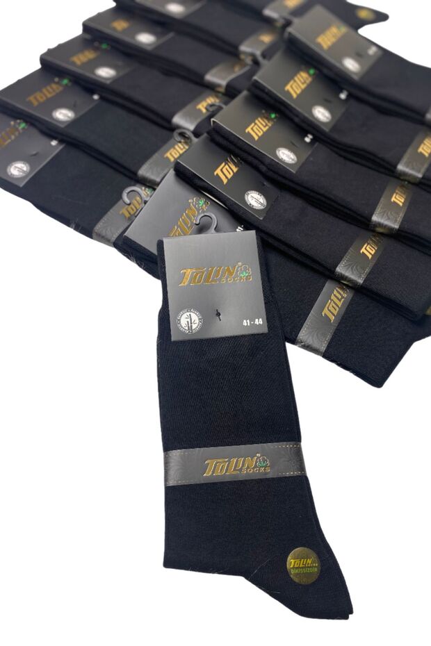 Men's Set of 12 Black Bamboo Winter Socks Seamless Socks 14600