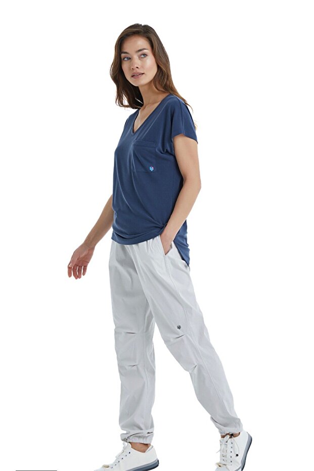 Women's V-Neck T-Shirt-60400-Navy Blue