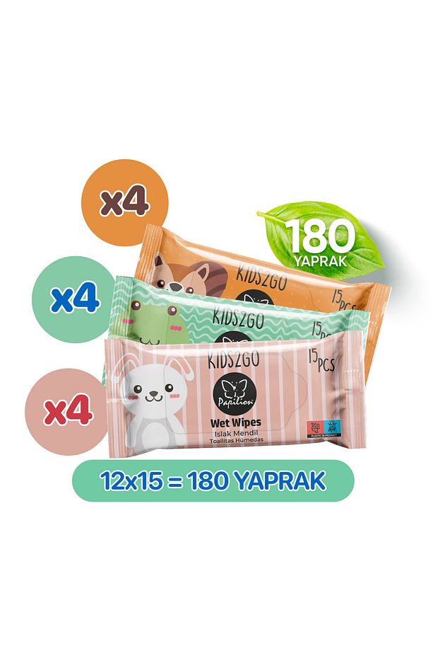 Kıds2go Çocuklara Özel Hijyenik Islak Cep Mendili 12x15 180 Yaprak - 1