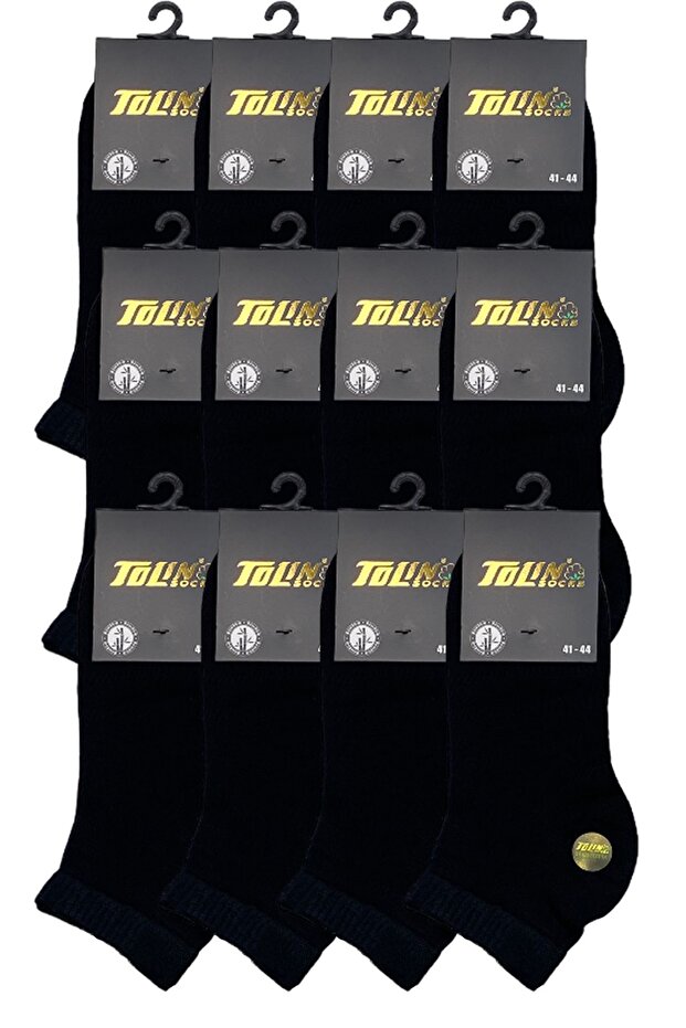Men's Set of 12 Black Bamboo Seamless Booties Socks 10500