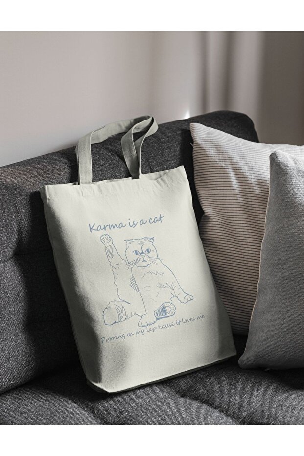 Karma Is a Cat Taylor Swift Series Cloth Bag Y2K Tote Bag