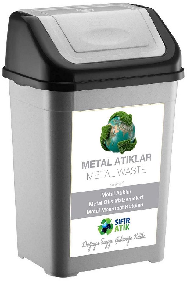 Sıfır Atık Kutusu 35 Lt*5 Adet Geri Dönüşüm Kutusu tek Kapaklı  kağıt-organik-cam-plastik-metal - 5