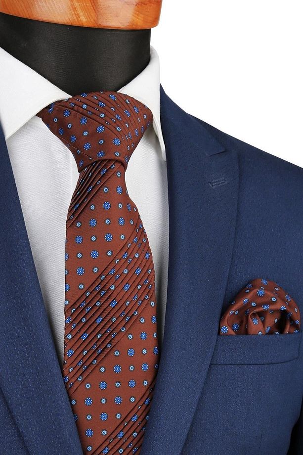 Jussieu Style Kahve Motif Desen Italyan Piliseli Kravat Crk59 - 3