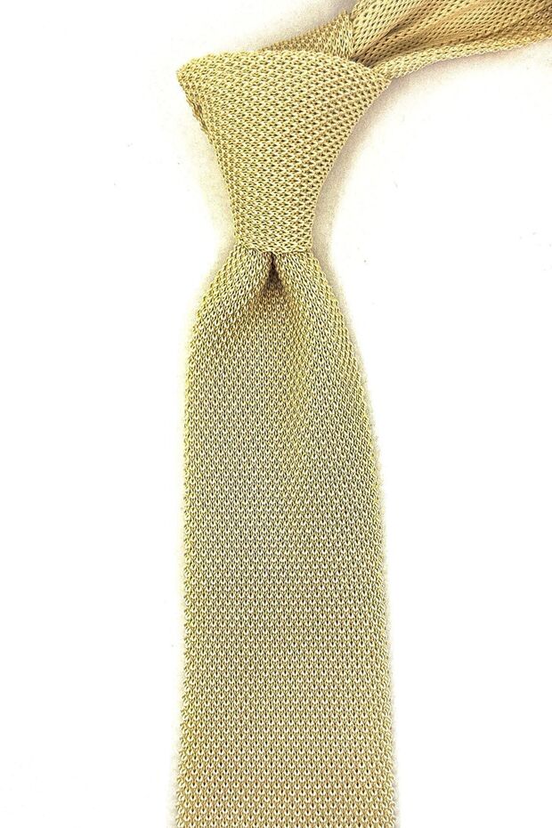 Cream Plain Knitted Tie Knitted 8351