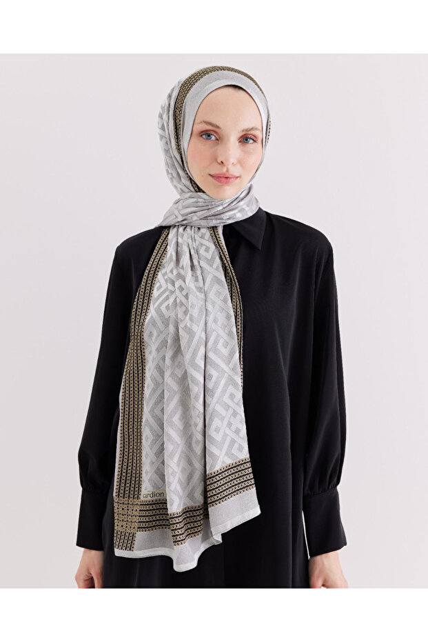 Devore Yakma Abiyelik Şal - Gri - 1