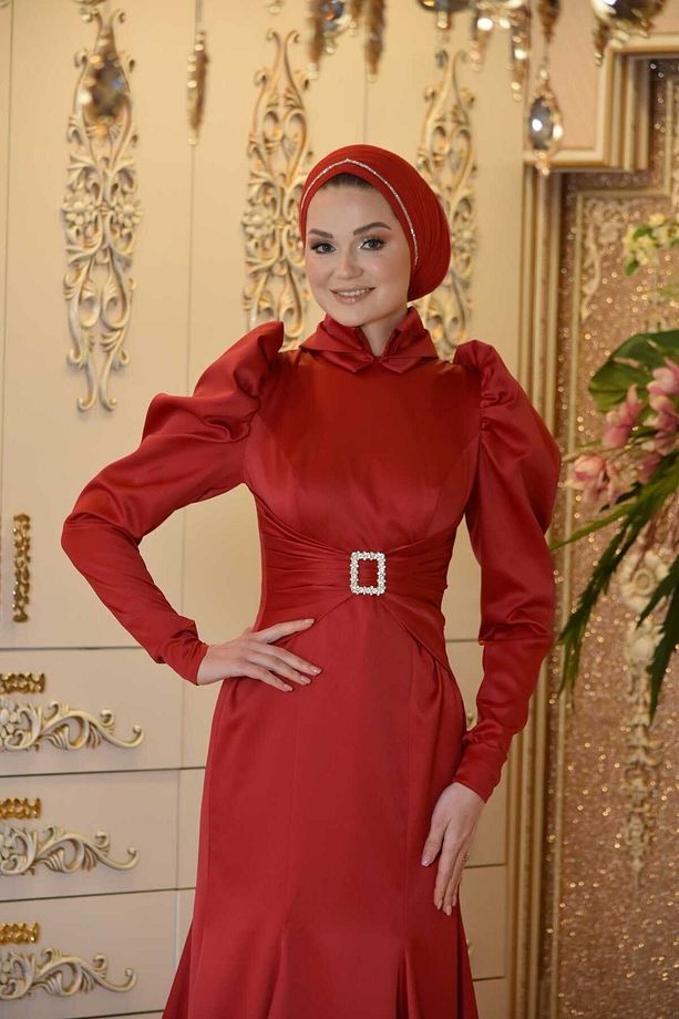 Deva kırmızı abiye elbise - 4