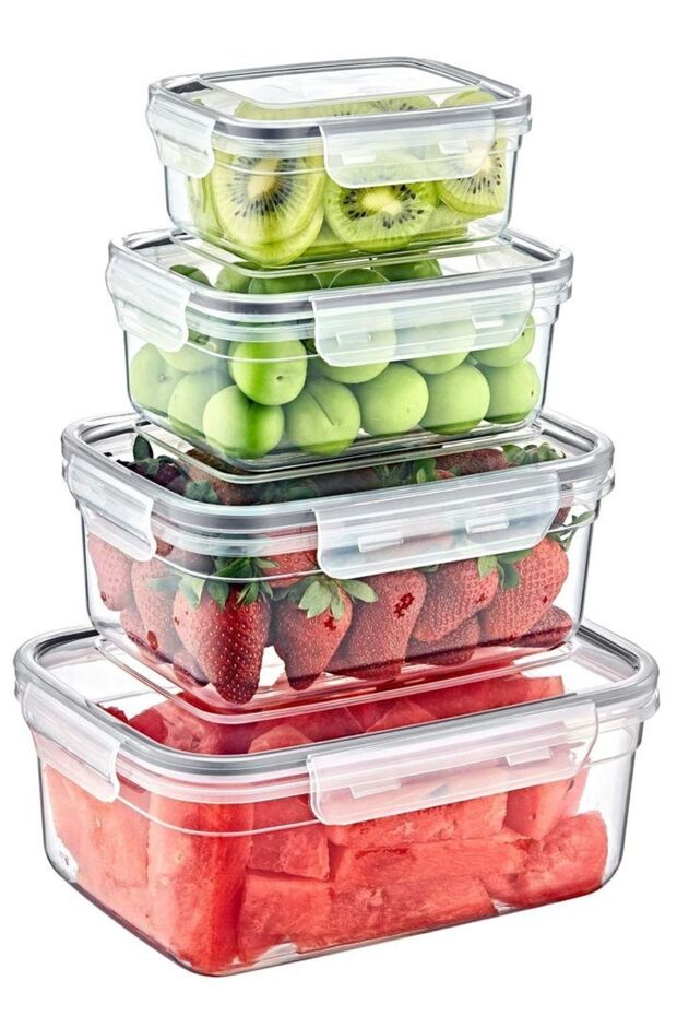 Set of 4 Storage Container Leak Proof Rectangular Embox Storage Container Transparent - 2