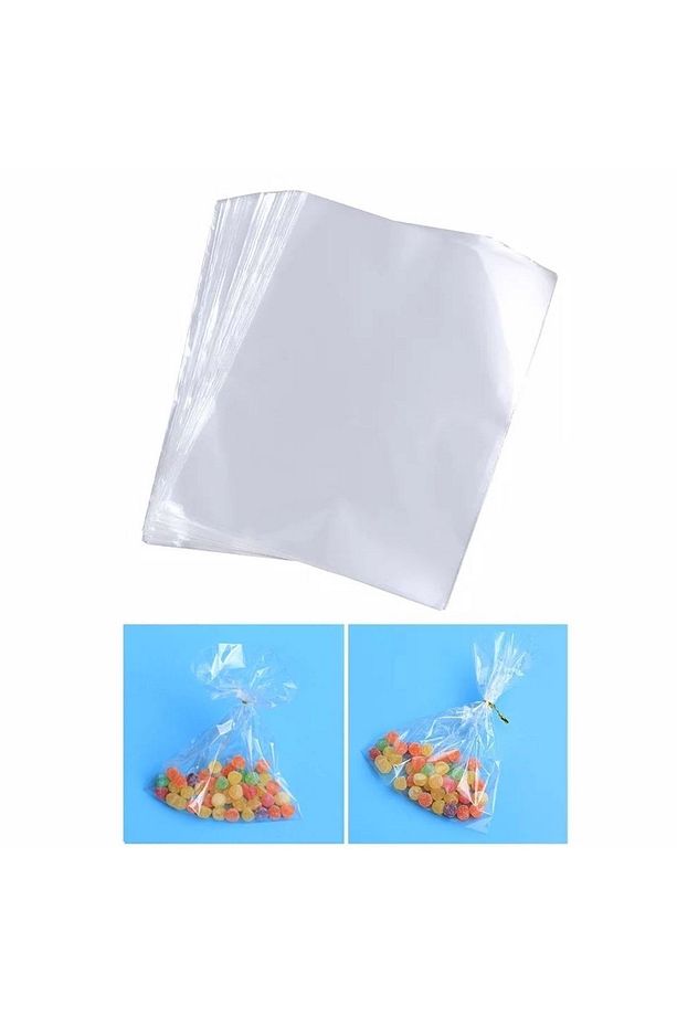 250 Adet 13x20 Cm Şeker Kurabiye Aksesuar Poşeti Şeffaf Jelatin Poşet Bantsız Torba 13*20 - 1