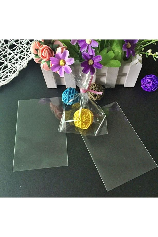 250 Adet 13x20 Cm Şeker Kurabiye Aksesuar Poşeti Şeffaf Jelatin Poşet Bantsız Torba 13*20 - 7