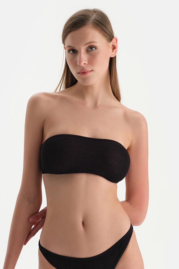 Siyah-Pembe Straplez Bikini Üst - 6