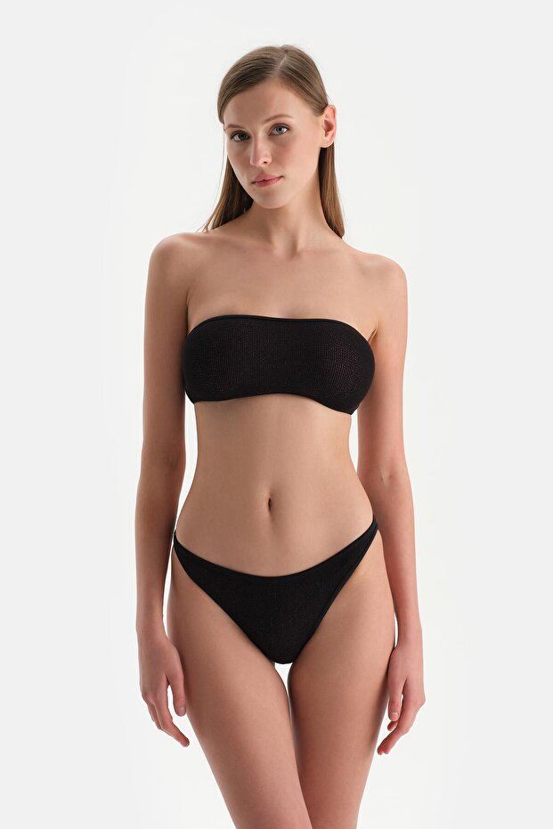 Siyah-Pembe Straplez Bikini Üst - 8