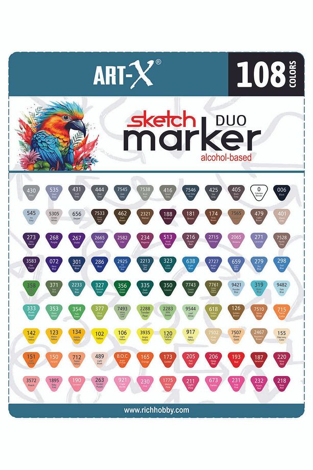 Art-X Sketch Marker Duo Marker Çift Uçlu Su Bazlı Boyama Kalemi 108 Renk Set 18052 - 4