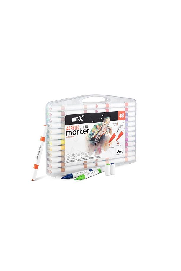 Art-X Marker Duo Marker Çift Uçlu Su Bazlı Boyama Kalemi 48 Renk Set 18053 - 1