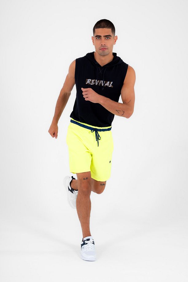 F. Sarı Erkek Casual 3 Cepli Maraton Kumaş Deniz Fitnes file Astarlı Spor Şort B1378 - 6
