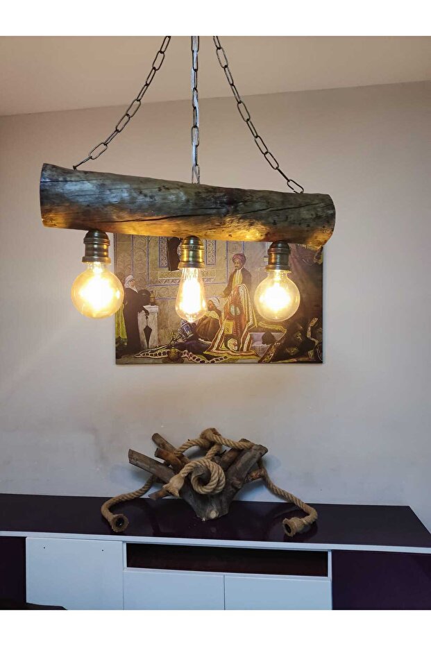 Rustik Avize Doğal Ahşap - 1