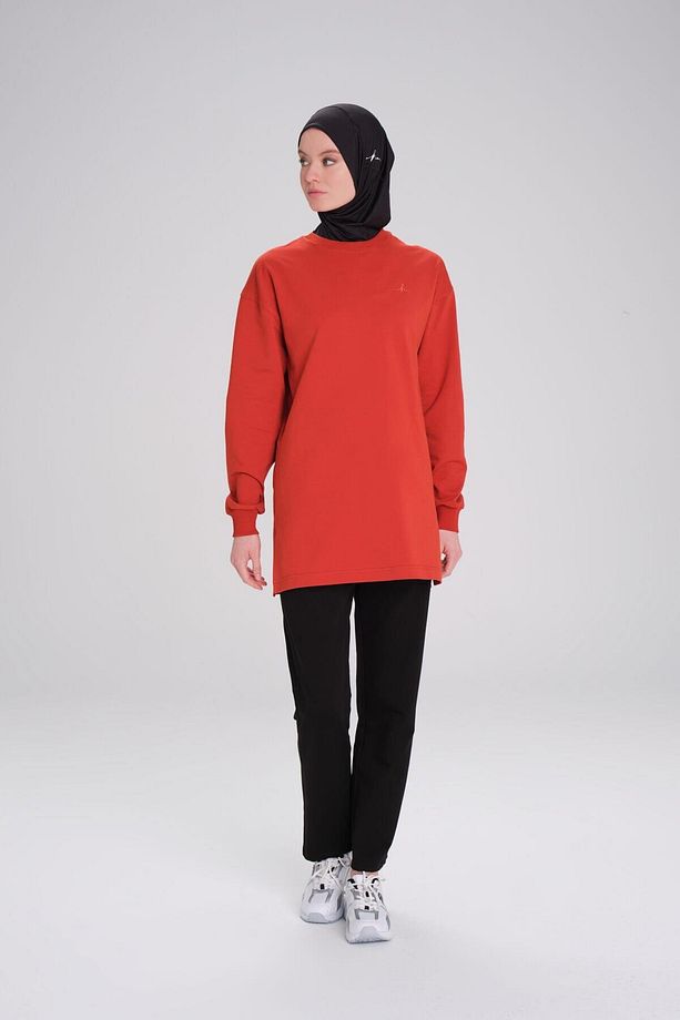 Yumuşak Dokulu Oversize Kiremit Basic Günlük Sweatshirt ACT-22 - 1